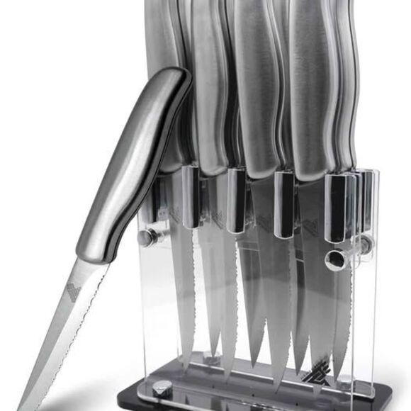 Steak Knives Set of 8 and Acrylic Holder - Picture 1 of 9
